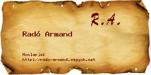 Radó Armand névjegykártya